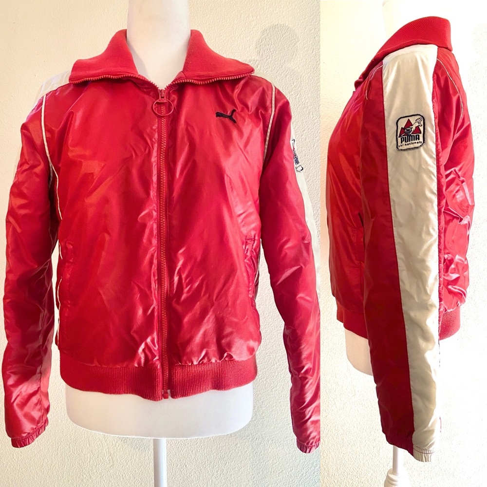 Puma Ski Nationals Red White Retro Bomber Jacket Y2K Vintage